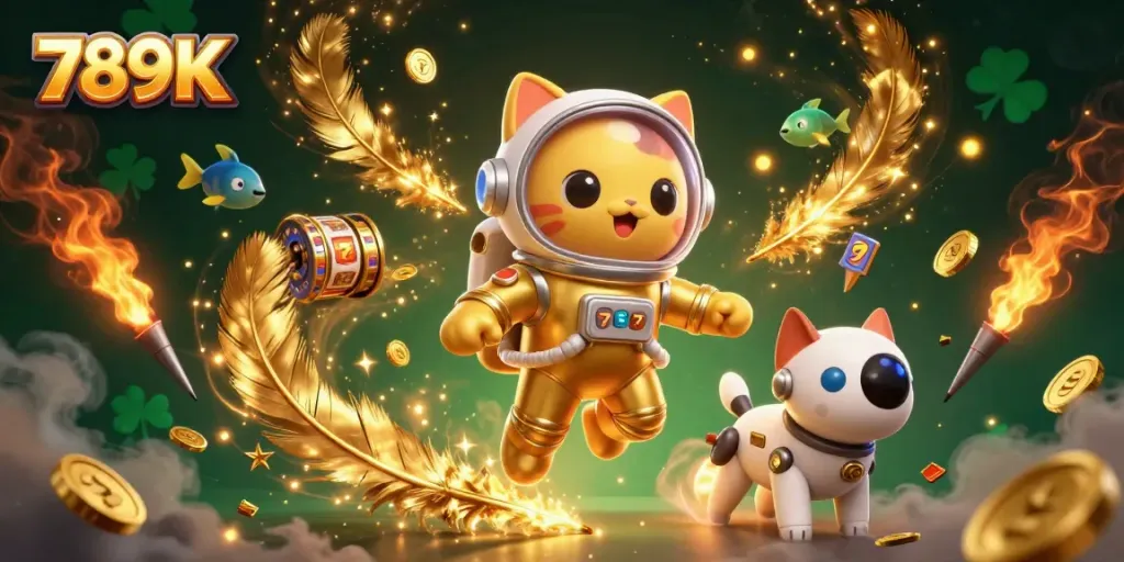 Engage in thrilling gameplay at 789K with a vibrant illustration of a slot machine adventure featuring unique characters.