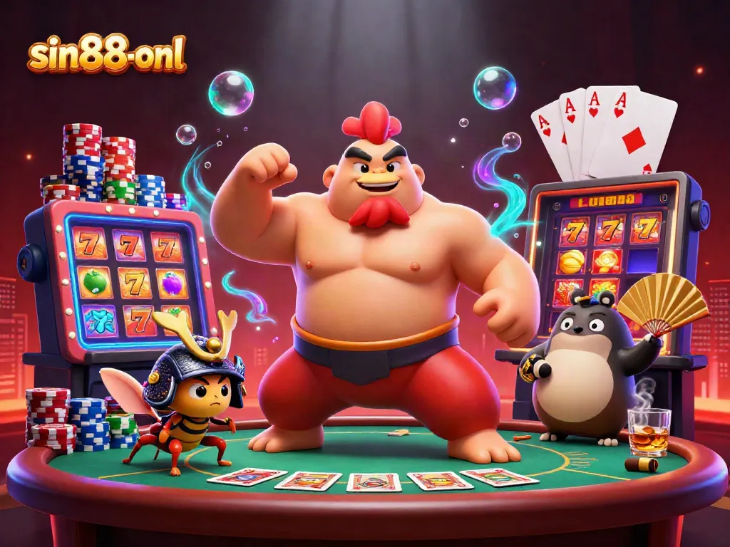 Experience the excitement of sin88-onl with a dynamic scene of vivid 3D characters in a lively casino.