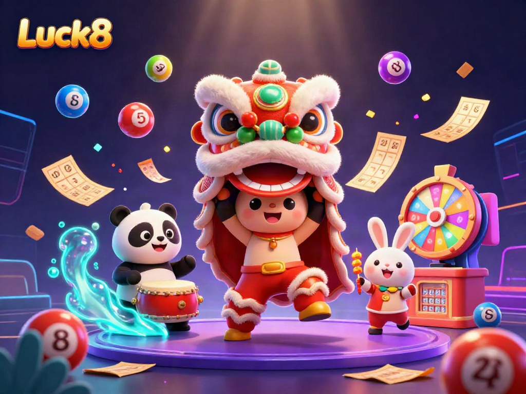 Experience enchanting gaming excitement at Luck8 with a festive lion dance and vibrant lottery themes.