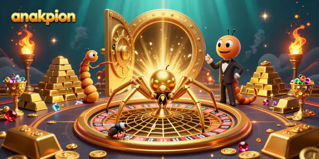 Bet big with anakpion's golden web of casino games featuring excitement and treasures.