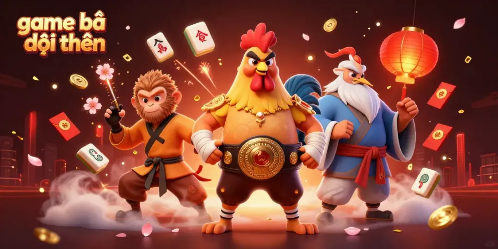 Experience the thrill of game bài đổi thưởng with vibrant 3D characters and casino elements.