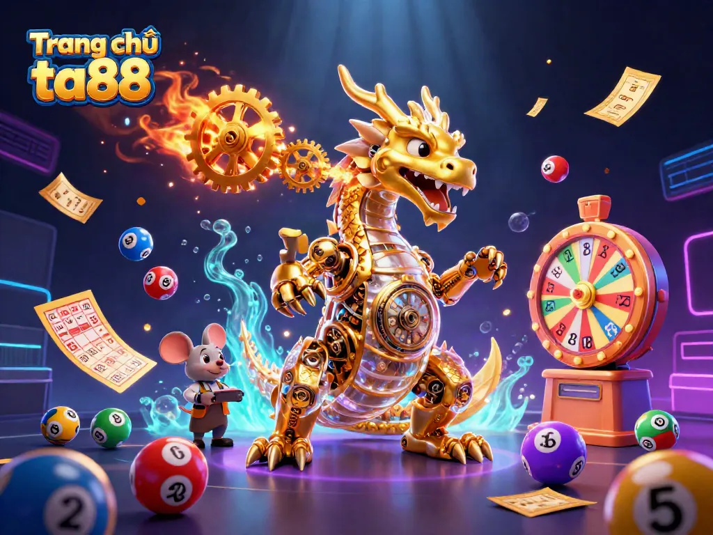 Engage in thrilling gameplay at Trang chủ ta88 with vibrant lottery balls and dynamic prize elements.