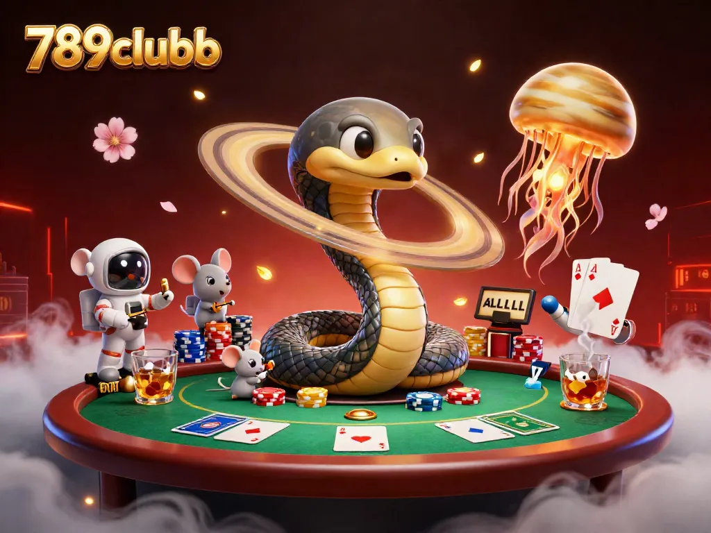 Bet on 789clubb with tiny astronaut mice at a cosmic roulette featuring Saturn's rings, vibrant casino scene.