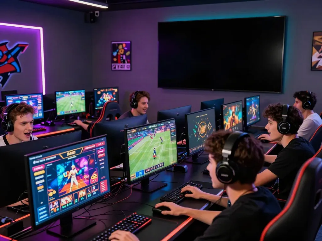 Excited players exploring gaming options at FIVE88 online platform with vibrant graphics.