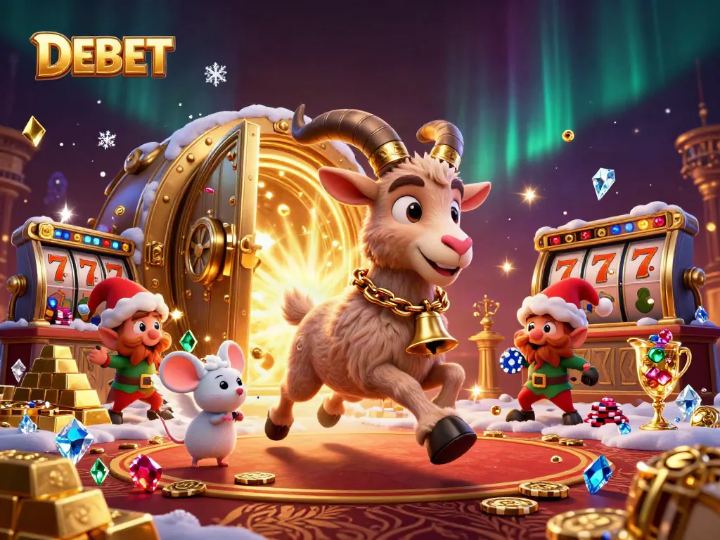 Engage in thrilling gameplay at DEBET with festive characters and lavish casino elements.