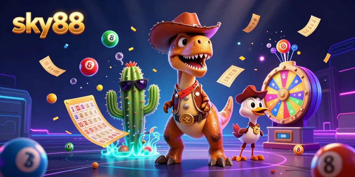 Engage in exciting gameplay with sky88’s vibrant 3D casino scene filled with lucky charms.