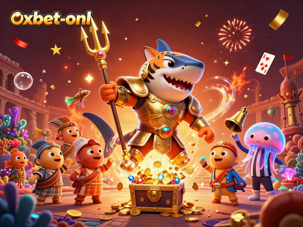 Experience thrilling winnings at oxbet-onl with an underwater gaming showdown featuring energetic characters and casino elements.