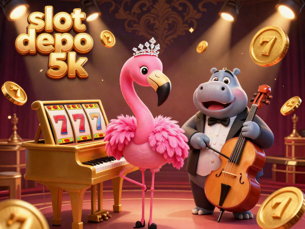 Experience the excitement of slot depo 5k in this vibrant casino scene filled with dynamic characters and elements.