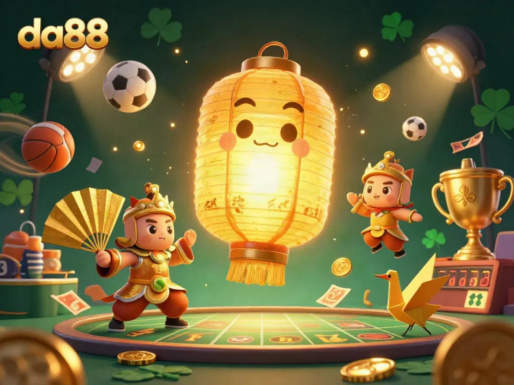 Experience thrilling gaming adventures with da88 at an exciting casino filled with vibrant characters and dynamic sports elements.