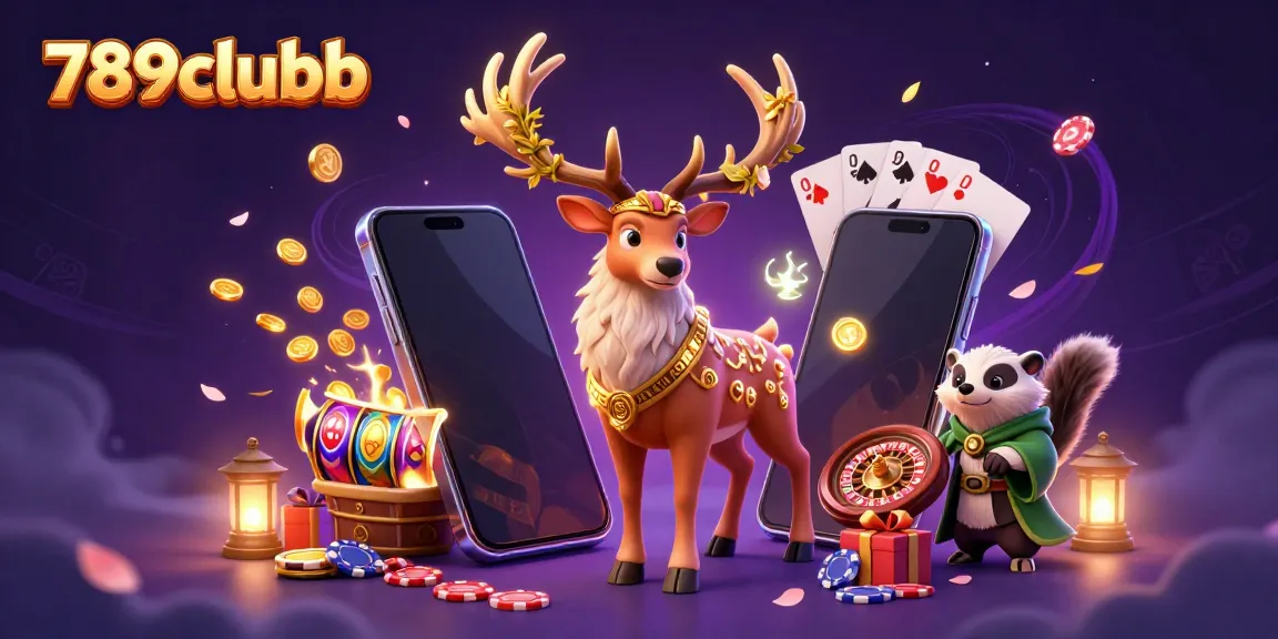 Experience the magical realm of 789clubb with a Celtic druid stag and a wise badger amidst casino-themed visuals.
