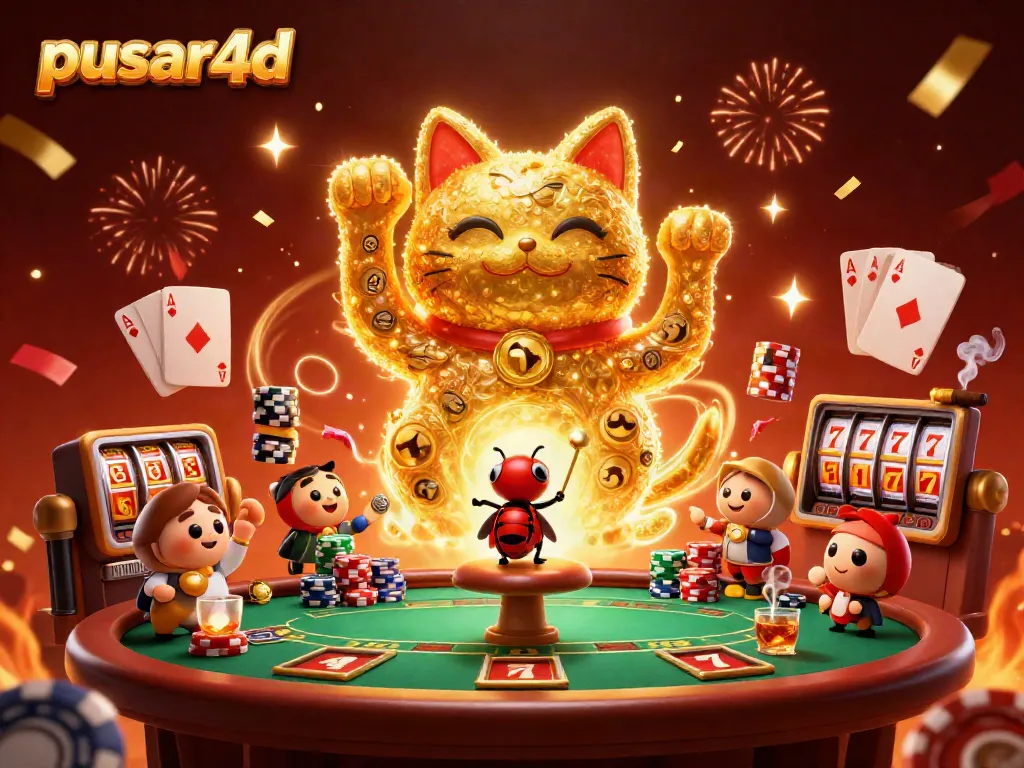 Experience thrilling gaming at pusar4d, where golden fireflies embody luck amidst vibrant casino symbols.