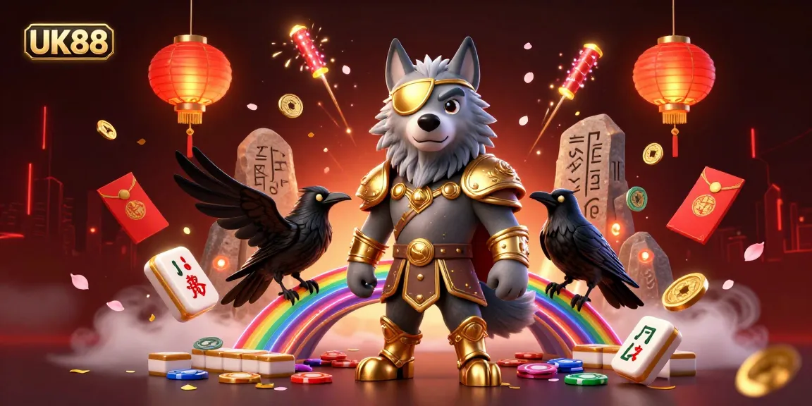 Engage with UK88's vibrant casino world featuring Odin, ravens, and luxury gaming elements.