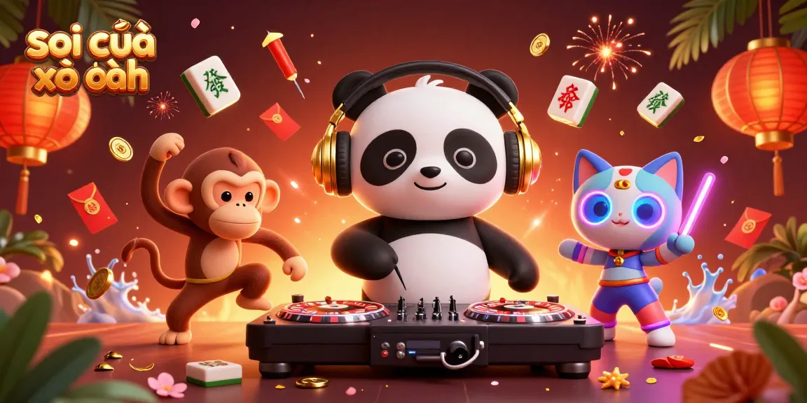 Engage with the latest soi cầu xổ số vibes through a vibrant DJ panda and its dynamic dance crew in a thrilling casino scene.