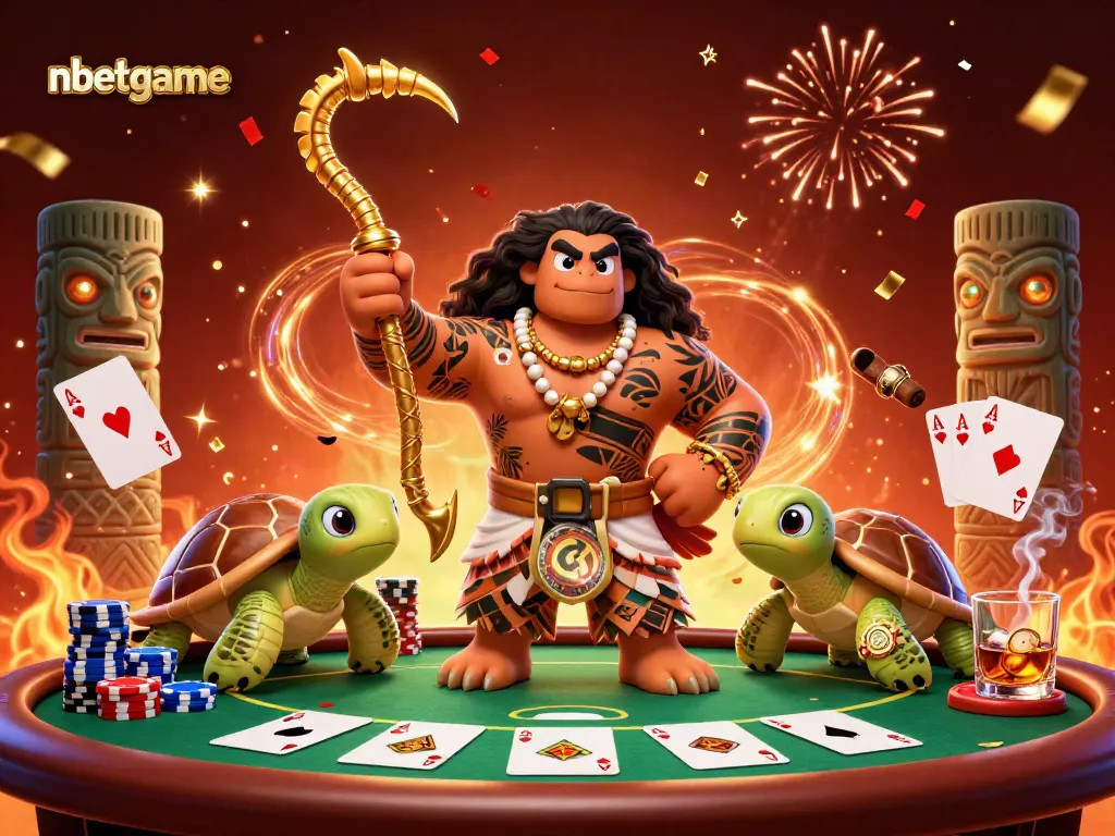 Join the excitement at nbetgame with a vibrant 3D casino scene filled with poker action.