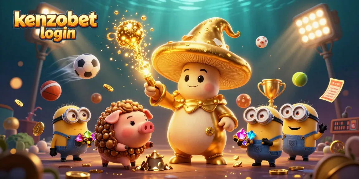 Experience the thrill of kenzobet login with a fantasy casino wizard, pig, and sports elements!